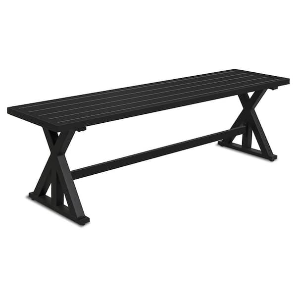 Unbranded 61 in. 3-Person Metal Outdoor Ottoman, Rust Resistant Outdoor Patio Bench