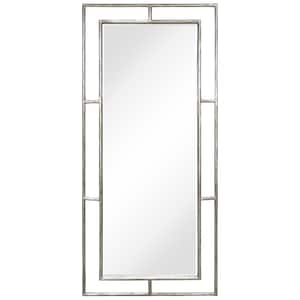 Champagne Rectangular Beveled Wall Mirror 38 in. x 82 in. Featuring a Silver Foiled & Champagne Finished Iron Pipe Frame