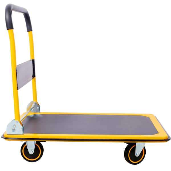 Foldable Platform Hand Truck Push Dolly 330 lb. Weight Capacity Black and Yellow