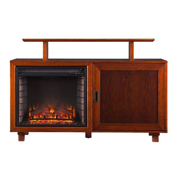 Southern Enterprises Harrison 51.5 in. Freestanding Media Electric Fireplace in Walnut/Espresso