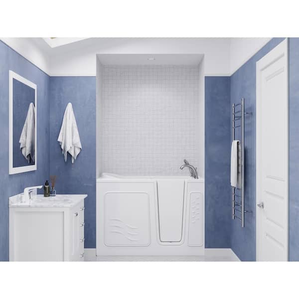 Builder's Series 30 in. L x 52 in. W Right Side Drain Air Jetted Bathtub in White with Fast Filling Faucet with Wand