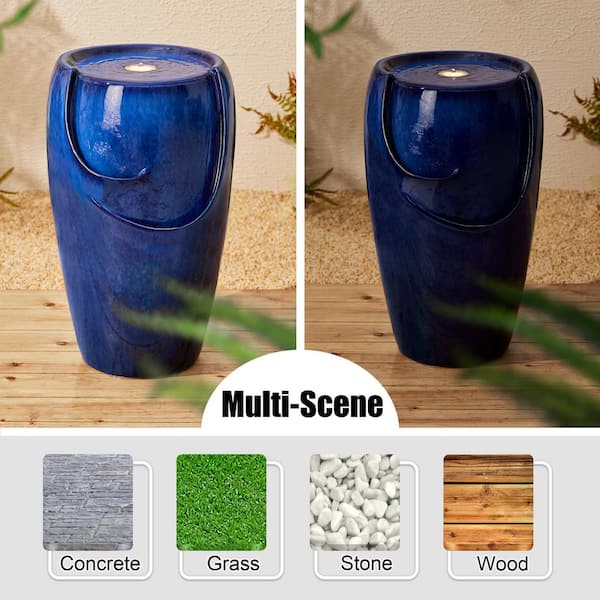 Glitzhome 20.5 in. H Cobalt Blue Ceramic Outdoor Fountain Glitzhome 20.5 in. H Cobalt Blue Ceramic Outdoor Fountain