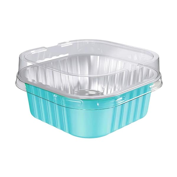 15 Pack Aluminum Foil 10 oz. Mini Cake Pans with Lids and Spoons Disposable Square Muffin Baking Cup Set