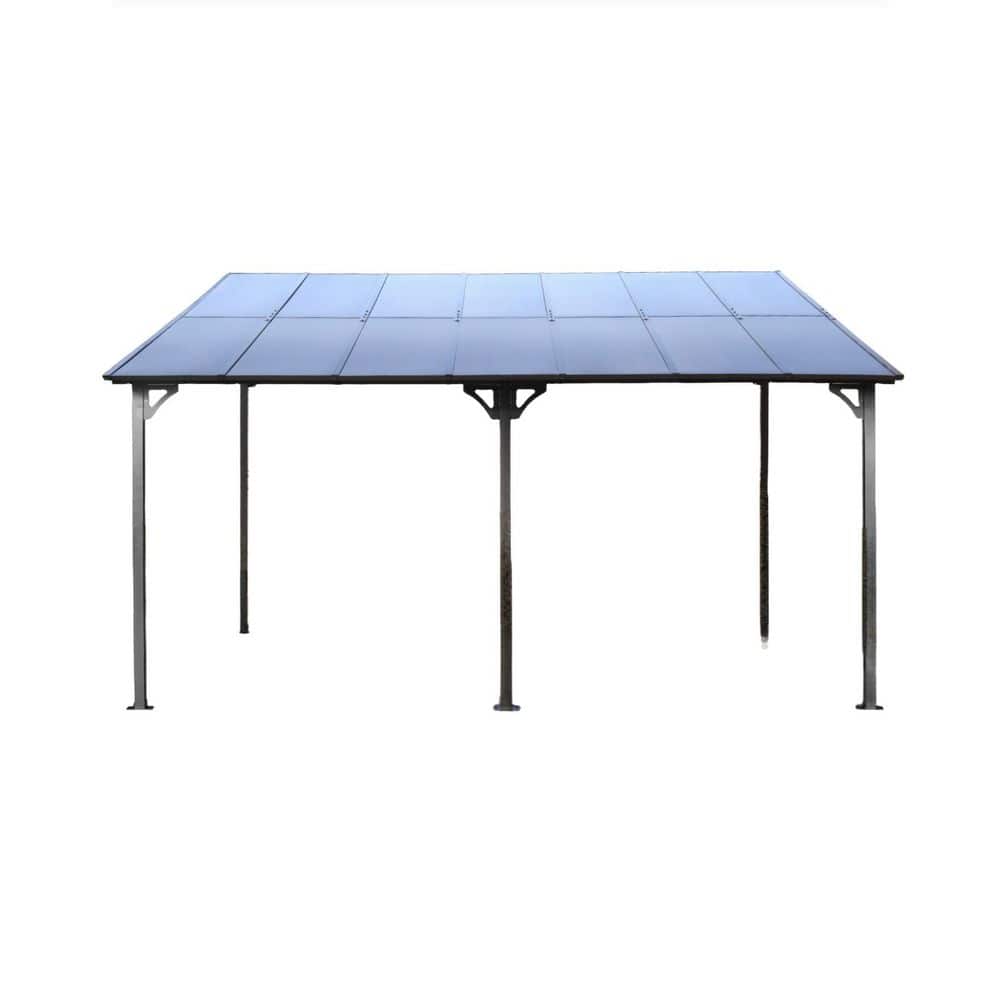 Heavy Duty Series 10 ft. x 14 ft. Grey Metal Wall-Mounted Outdoor Pergola G