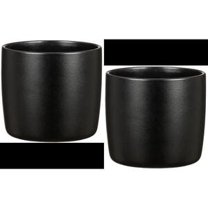 8.3 in. (21CM) Dia./7.5 in. Tall Solido Ebano Black Ceramic Pot Twin Pack