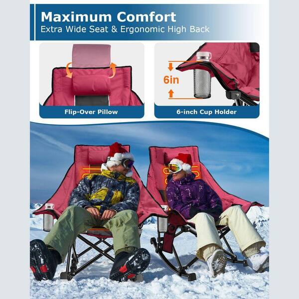 SEEUTEK Oversized Heated Camping Chair-XL Rocking Chair with 3
