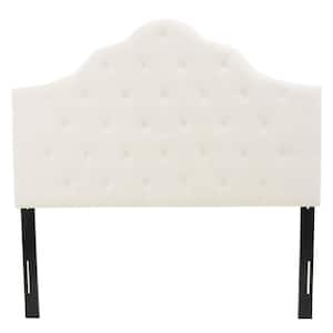 62.25 in. W Ivory White Upholstered Queen Modern Simplicity Headboard with Metal Legs
