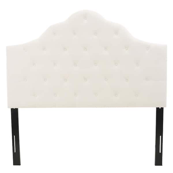 CIPACHO 62.25 in. W Ivory White Upholstered Queen Modern Simplicity Headboard with Metal Legs