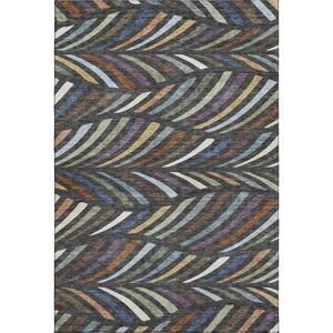 Mayfield Premium Machine Washable Abstract AMF2475 Charcoal 3 ft. x 5 ft. Area Rug