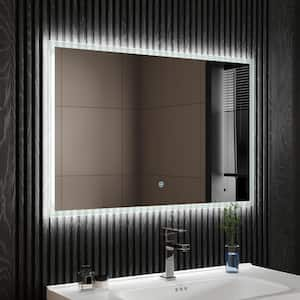 36 in. W x 24 in. H Rectangular Frameless Dimmable LED Light Anti-Fog Wall Mounted Bathroom Vanity Mirror in Silver