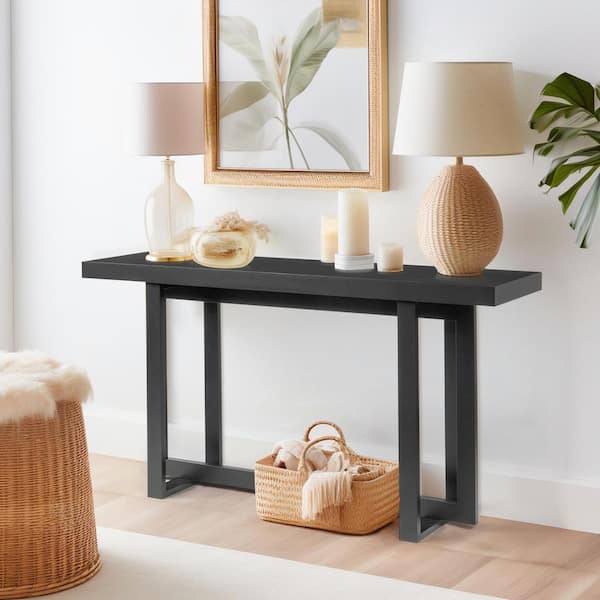 Karl home 59 in. Black Rectangle Solid Wood Console Table with