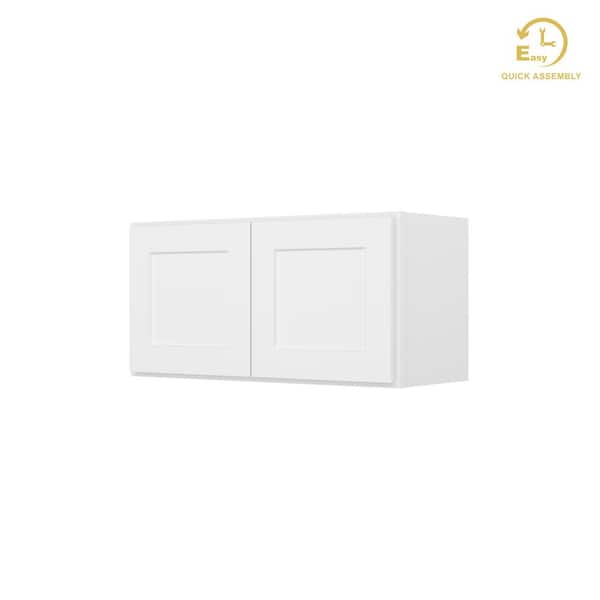 HOMLUX Easy-DIY 30 in. W x 12 in. D x 15 in. H Ready to Assemble Wall Kitchen Cabinet in Shaker White 2-Doors