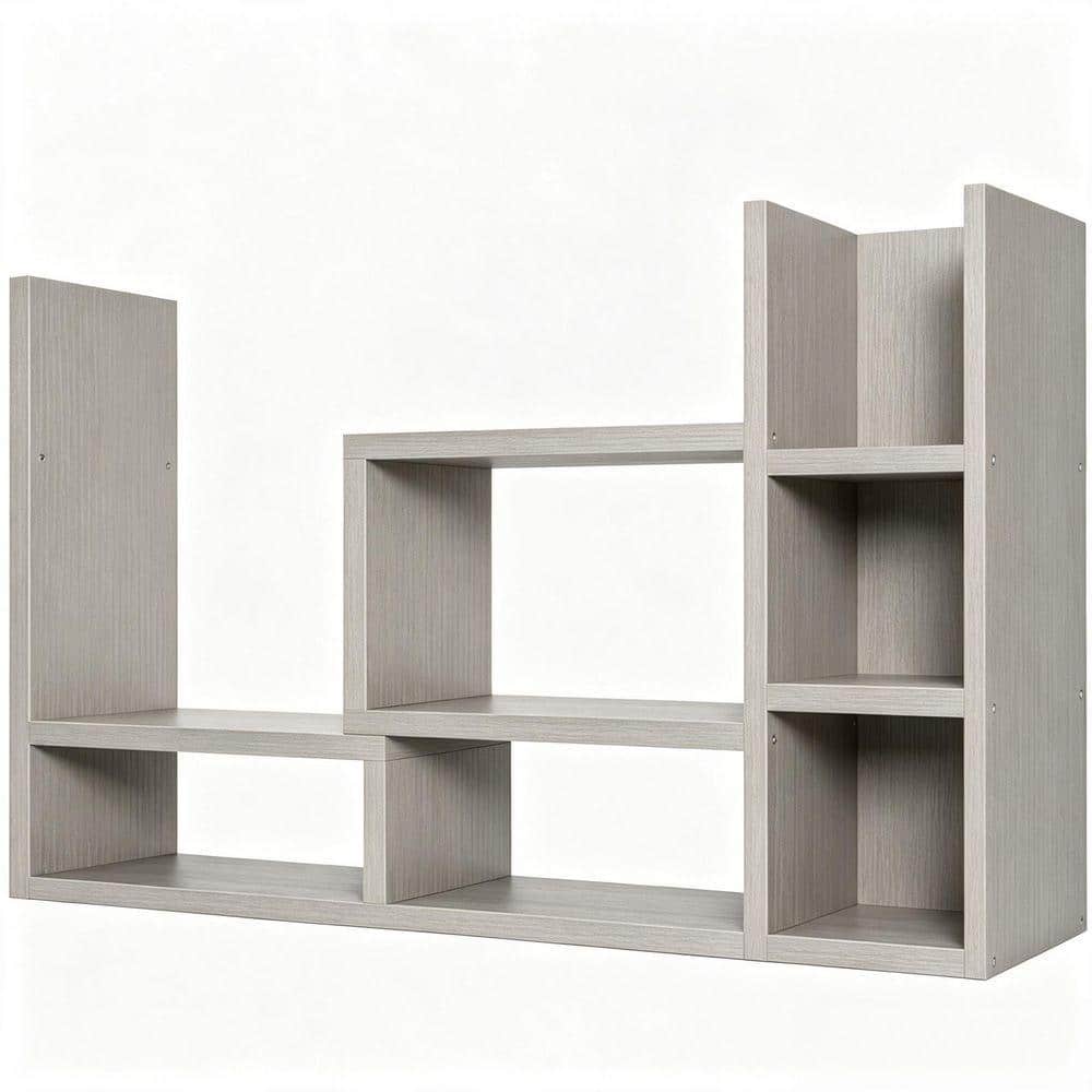 Gray 16.3 in. x 13.8 in. Wooden Desktop Organizer Shelf -Suitable for Desk Organization and Storing Various Accessories.