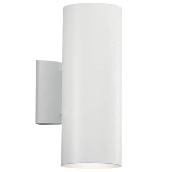 KICHLER Independence 12 in. 2-Light White Outdoor Hardwired Wall Cylinder Sconce with No Bulbs Included (1-Pack)