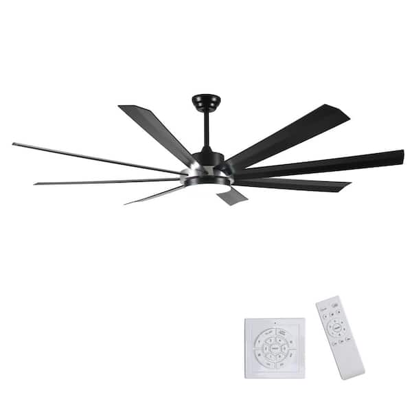 FIRHOT 72 in. Smart Indoor Black Ceiling Fan for Living Room Office Large Room ETC. with LED Light Wall Switch/Remote