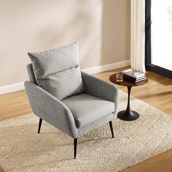 Art Leon MIA Gray Fabric and Lamb Fleece Accent Arm Chair SF032-1-3 - The  Home Depot