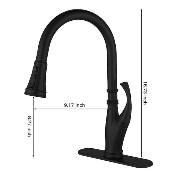 Single Handle Pull Down Sprayer Kitchen Faucet with Advanced Spray, Pull Out Spray Wand Brass Sink Taps in Matte Black