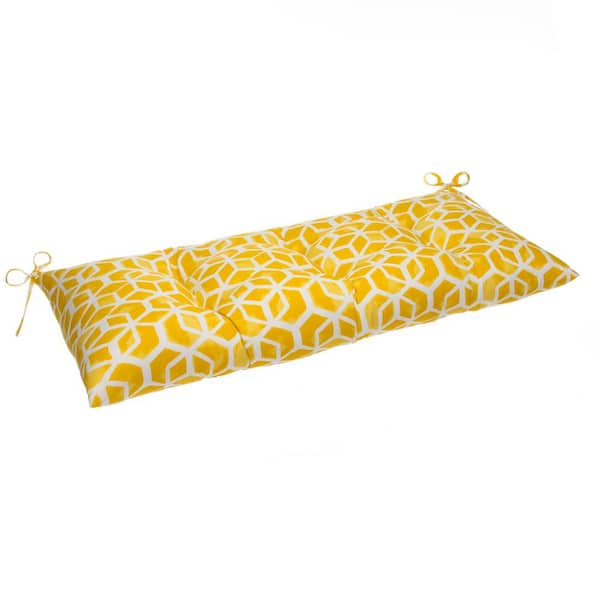 Grouchy Goose Cubed 44 in. x 18.5 in. x 6 in. Outdoor Tufted Rectangular Loveseat Cushion in Yellow