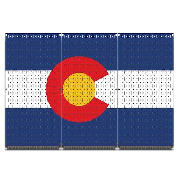 HangTime 32 in. H x 48 in. W Colorado Flag Design Metal Pegboard 3 Panel Set