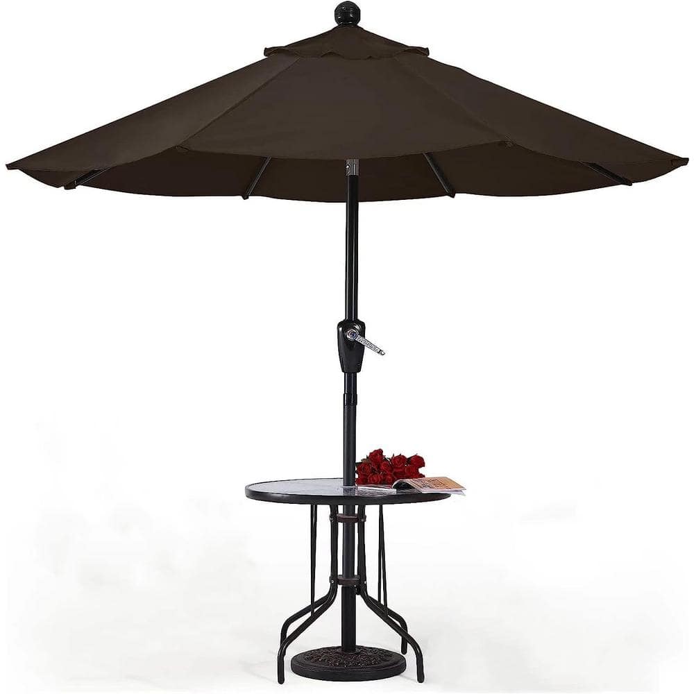 9 ft. Beach Umbrella Brown in Patio Umbrellas Durable