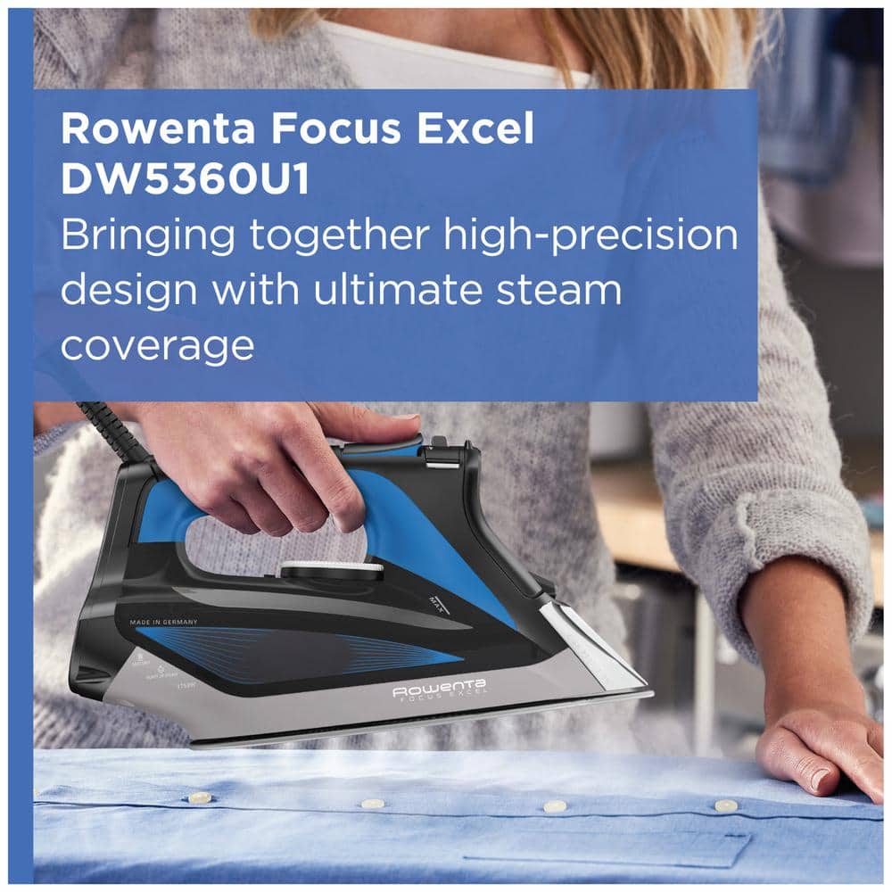 Rowenta Focus Xcel Black and Blue Stainless Steel Steam Iron