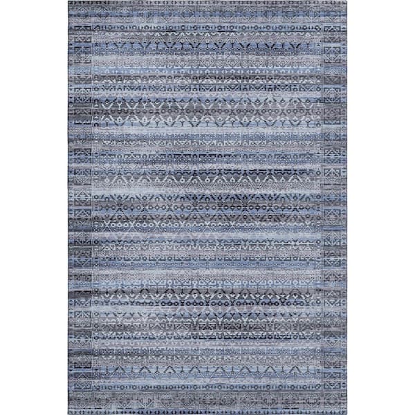 Mayfield Premium Machine Washable Abstract AMF2101 Blue 3 ft. x 4 ft. Area Rug
