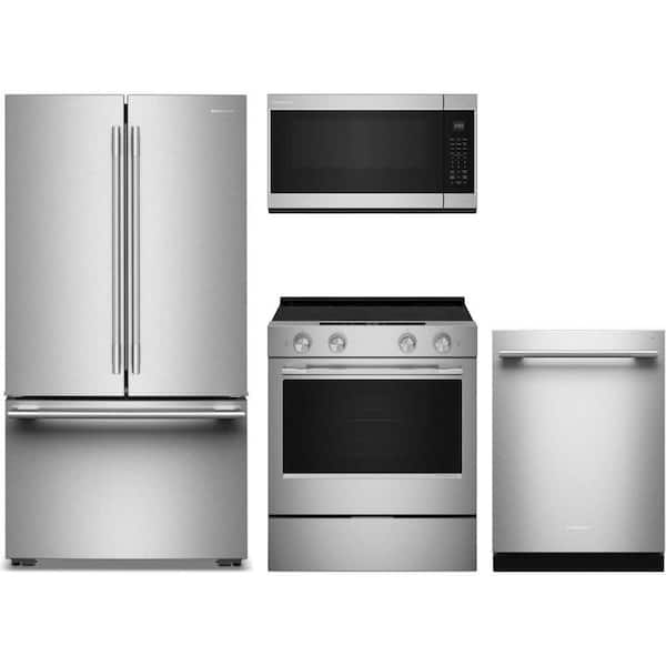 24 cu. ft. Counter Depth Refrigerator with 5 Element Slide-In Electric Range and Dishwasher with 3rd Rack