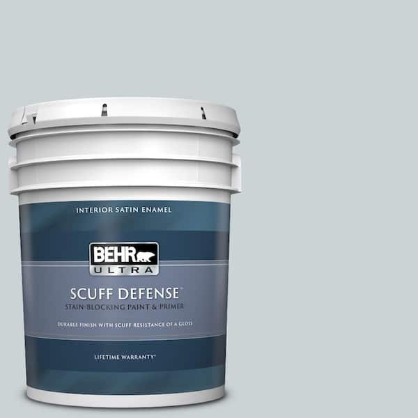 BEHR ULTRA 5 gal. #N490-1 Absolute Zero Extra Durable Satin Enamel Interior Paint & Primer