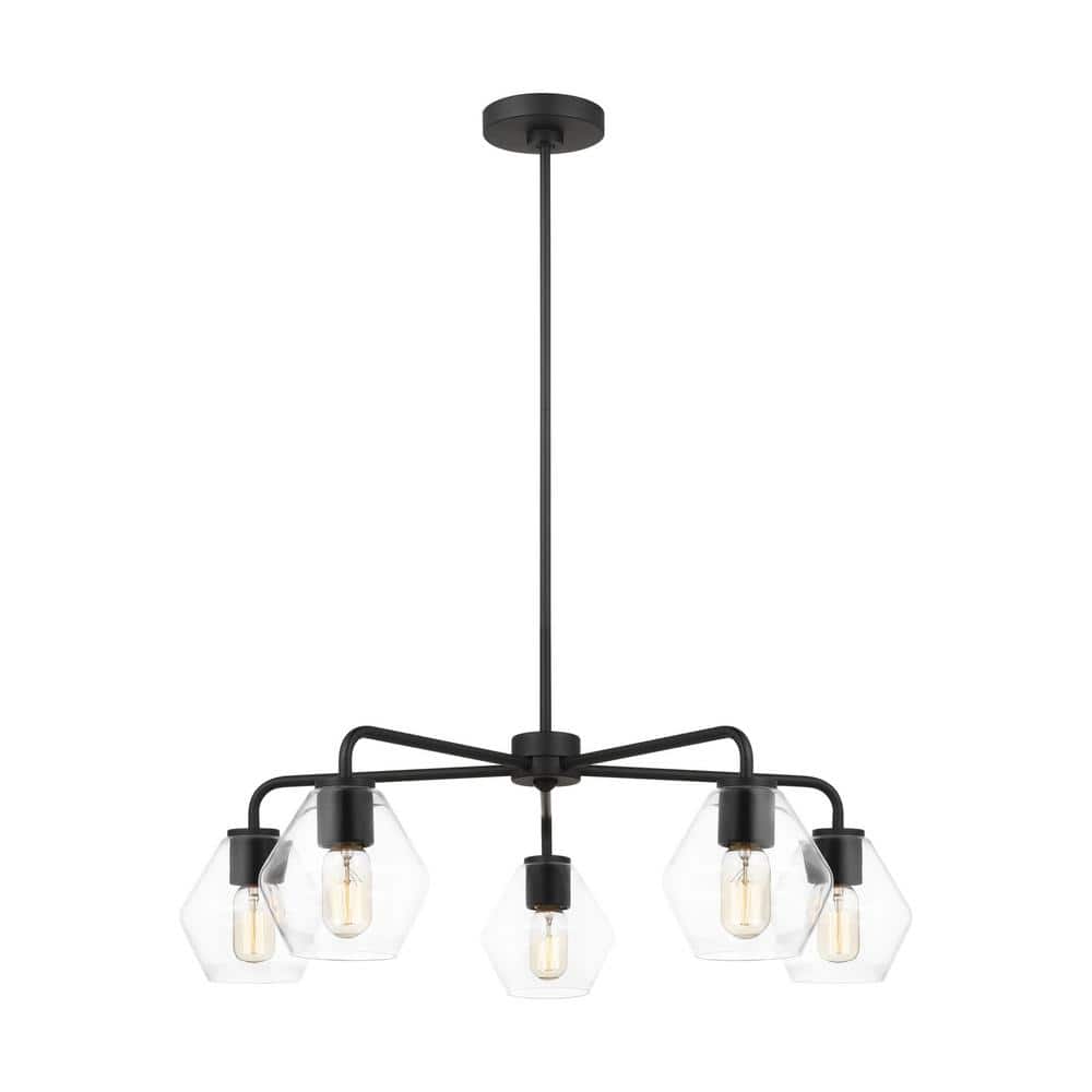 Jett Midnight Black 5-Light Adjustable Steel Outdoor Chandelier