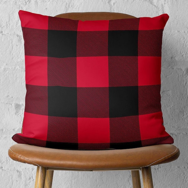 MIKE & Co. NEW YORK Decorative Christmas Plaid Single Throw Pillow Cover 18 in. x 18 in. Red Square for Couch, Bedding