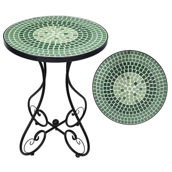 MOEPISY Green Outdoor Side Table Mosaic Patio Table Accent Tables