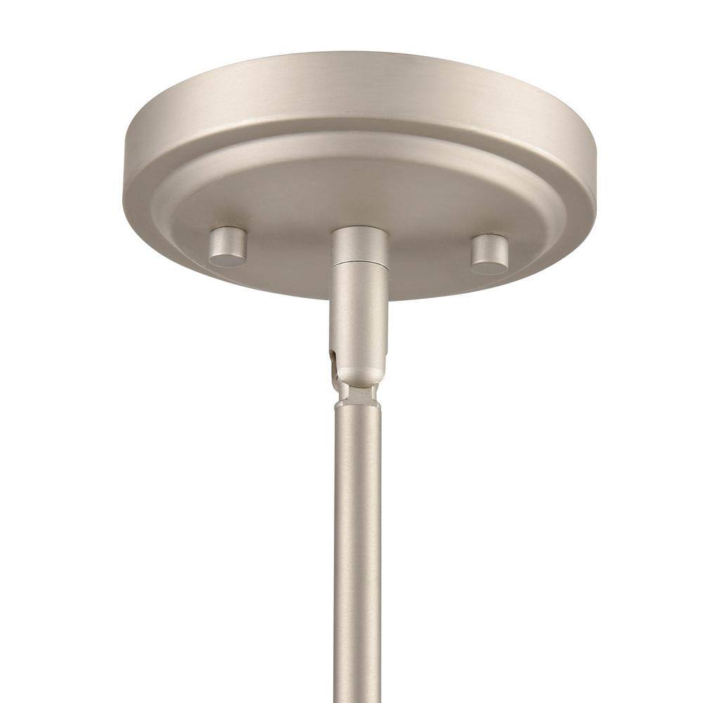 Satin Nickel Glass Mini Pendant Light, 7.25" Height