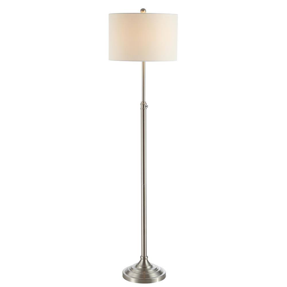 Leeland 62'' Adjustable Brush Nickel Floor Lamp with White Cotton Shade