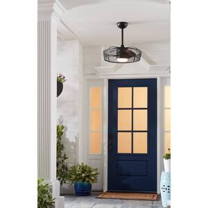 Henry 20 in. Integrated LED Indoor/Outdoor Black Ceiling Fan with Opal Frosted Glass Light Kit and Remote Control