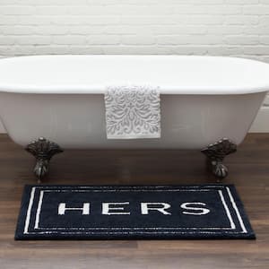 Hers Indigo 24 in. x 40 in. Blue Polyester Machine Washable Bath Mat