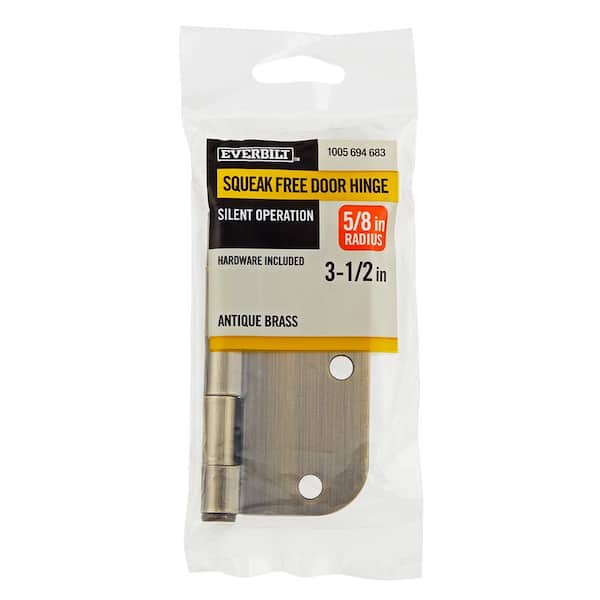 3-1/2 in. x 5/8 in. Radius Antique Brass Squeak-Free Door Hinge