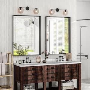 24 in. W x 36 in. H Rectangular Modern Aluminum Alloy Deep Framed Black Wall Mirror Bathroom Vanity Mirror