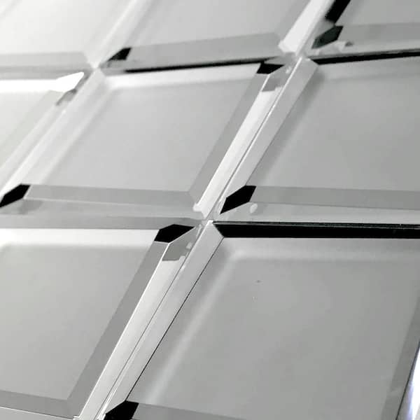 ABOLOS Reflections Frosted Silver Beveled Square Mosaic 3 in. x 3