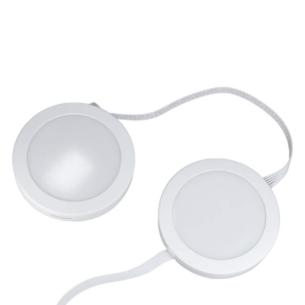 White Plastic LED Puck Light with Remote Control, 3-Pack