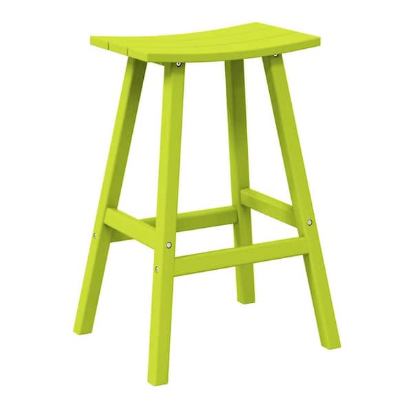 WESTIN OUTDOOR Franklin Lime Green 29 in. Poly HDPE Fade Resistant Outdoor Patio Saddle Seat Pub Height Bar Stool