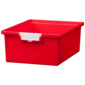 12 Gal. - Tote Tray - Slim Line 6 in. Storage Tray in Primary Red - (Pack of 3)