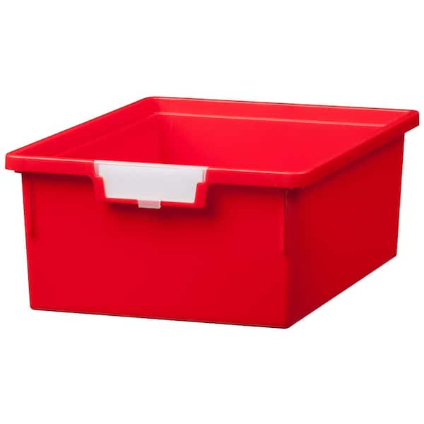 Unbranded 12 Gal. - Tote Tray - Slim Line 6 in. Storage Tray in Primary Red - (Pack of 3)