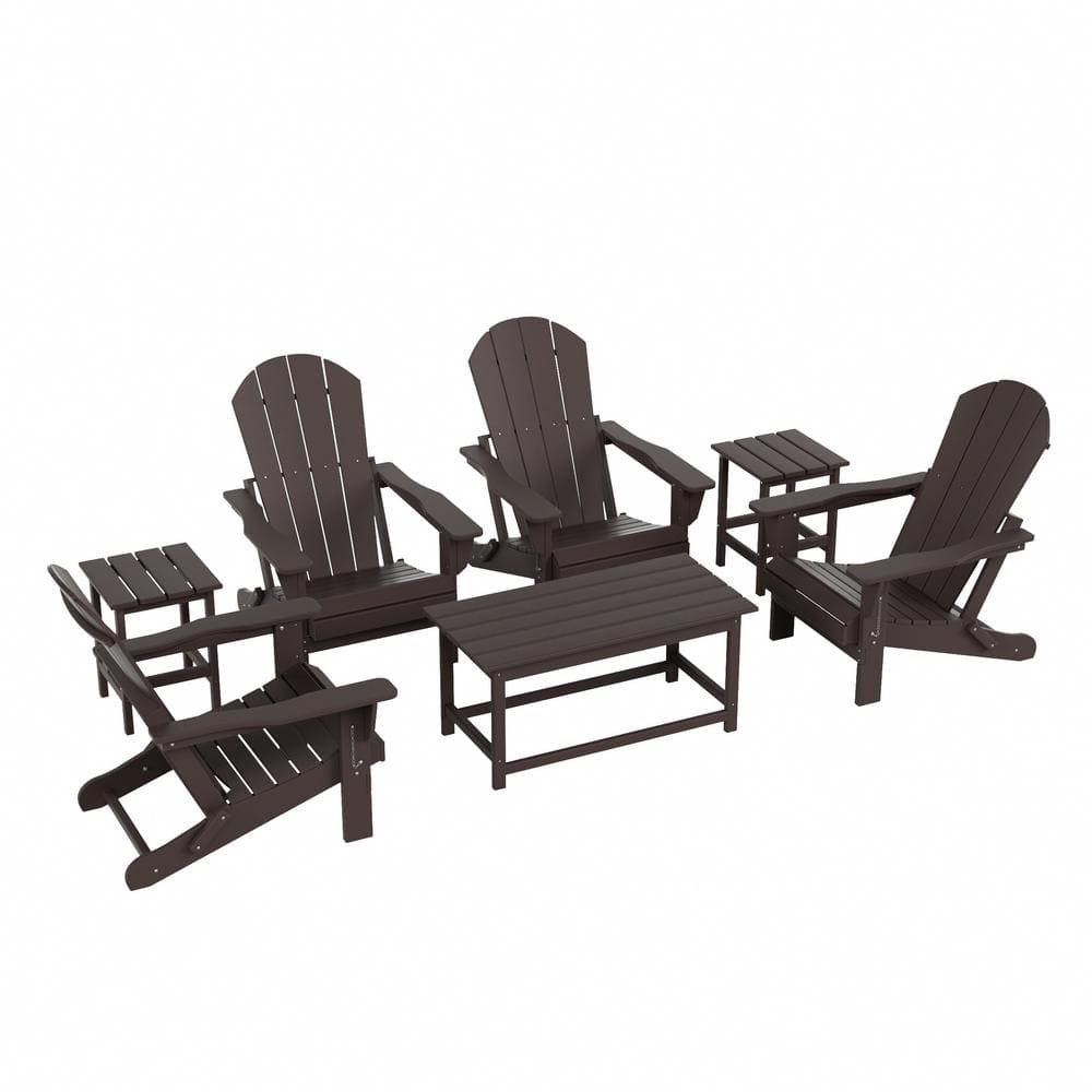 Rustic High-Density Polyethylene 3-Piece Coffee Table Set, Dark Brown