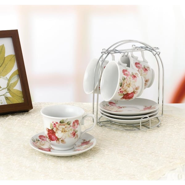 Porcelain Single Teacup And Saucer Set With Teapot With Christmas Theme  Design