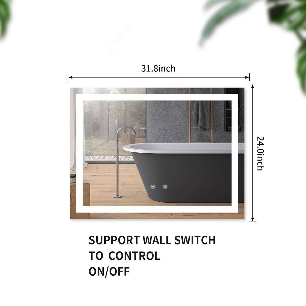 Luminous Crystal 32"x24" Frameless LED Bathroom Vanity Mirror