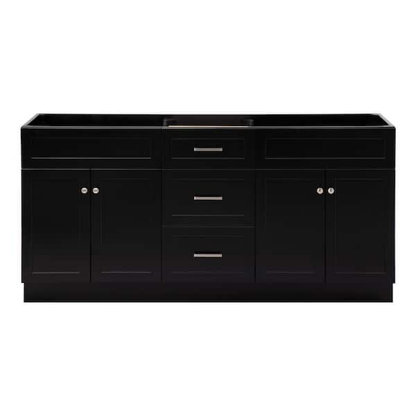 Hamlet 72 in. W x 21.5 in. D x 34.5 in. H Double Freestanding Bath Vanity Cabinet without Top in Black