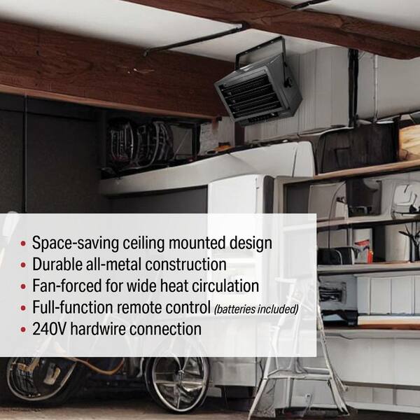 Comfort Zone CZ230ERBK 7,500W 240V Industrial Ceiling Mounted Heater With Remote