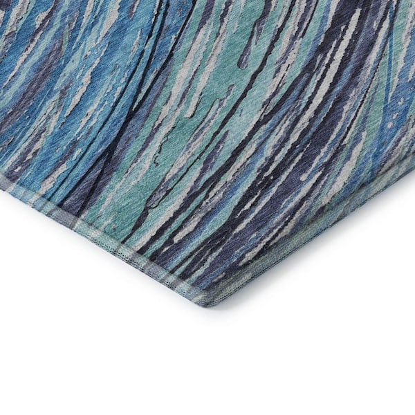 Mayfield Premium Machine Washable Abstract AMF2094 Blue 2 ft. x 3 ft. Accent Rug