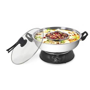 Shabu Shabu 5 Qt. Stainless Steel Electric Multi-Cooker with Stainless Steel Pot and-Glass Lid