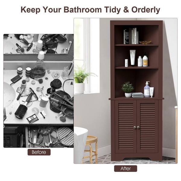 Tall Freestanding Storage Organizer Linen Tower, Vanity Closet, Bathroom  Cabinet With 2 Open Shelves, 3 Drawers, And A Closet : Target